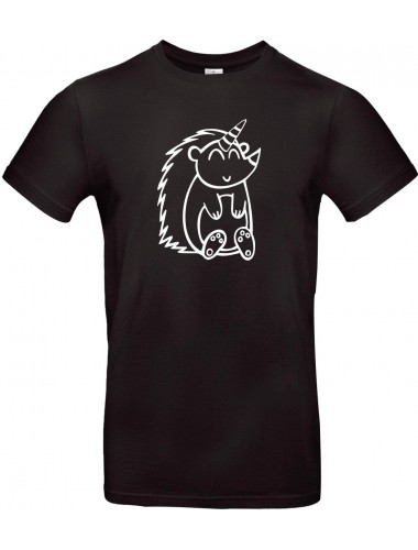 Kinder-Shirt lustige Tiere Einhornigel, Einhorn, Igel, schwarz, 104