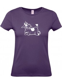 Lady T-Shirt lustige Tiere Einhornkuh, Einhorn, Kuh , lila, L