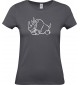 Lady T-Shirt lustige Tiere Einhornnashorn, Einhorn, Nashorn, grau, L