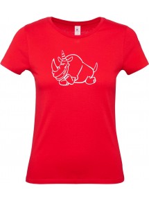Lady T-Shirt lustige Tiere Einhornnashorn, Einhorn, Nashorn, rot, L