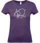 Lady T-Shirt lustige Tiere Einhornnilpferd, Einhorn, Nilpferd, lila, L