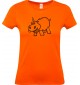 Lady T-Shirt lustige Tiere Einhornnilpferd, Einhorn, Nilpferd, orange, L