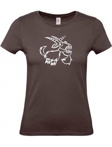 Lady T-Shirt lustige Tiere Einhornziege, Einhorn, Ziege, braun, L
