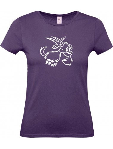 Lady T-Shirt lustige Tiere Einhornziege, Einhorn, Ziege, lila, L