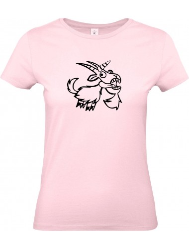 Lady T-Shirt lustige Tiere Einhornziege, Einhorn, Ziege, rosa, L