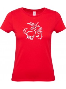 Lady T-Shirt lustige Tiere Einhornziege, Einhorn, Ziege, rot, L