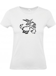Lady T-Shirt lustige Tiere Einhornziege, Einhorn, Ziege, weiss, L