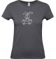Lady T-Shirt lustige Tiere Einhornhase, Einhorn, Hase, grau, L