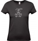 Lady T-Shirt lustige Tiere Einhornhase, Einhorn, Hase, schwarz, L