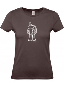 Lady T-Shirt lustige Tiere Einhornschildkröte, Einhorn, Schildkröte  braun, L