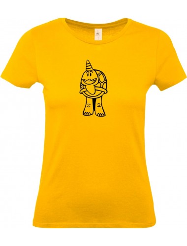 Lady T-Shirt lustige Tiere Einhornschildkröte, Einhorn, Schildkröte  gelb, L