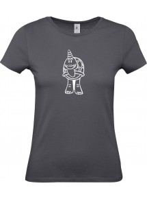 Lady T-Shirt lustige Tiere Einhornschildkröte, Einhorn, Schildkröte  grau, L