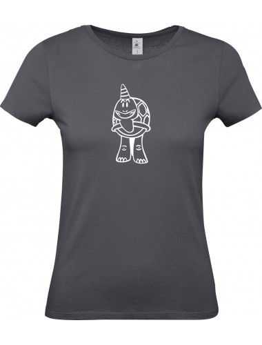Lady T-Shirt lustige Tiere Einhornschildkröte, Einhorn, Schildkröte  grau, L