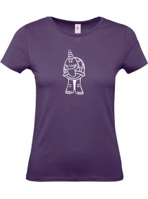 Lady T-Shirt lustige Tiere Einhornschildkröte, Einhorn, Schildkröte  lila, L