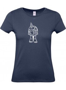 Lady T-Shirt lustige Tiere Einhornschildkröte, Einhorn, Schildkröte  navy, L