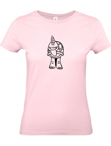 Lady T-Shirt lustige Tiere Einhornschildkröte, Einhorn, Schildkröte  rosa, L