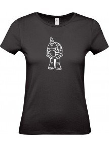Lady T-Shirt lustige Tiere Einhornschildkröte, Einhorn, Schildkröte  schwarz, L
