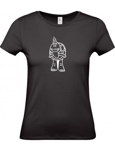 Lady T-Shirt lustige Tiere Einhornschildkröte, Einhorn, Schildkröte  schwarz, L