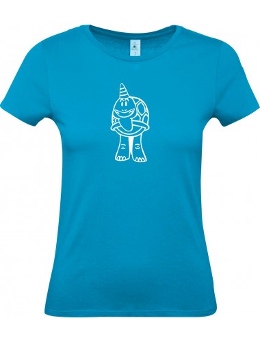 Lady T-Shirt lustige Tiere Einhornschildkröte, Einhorn, Schildkröte  türkis, L