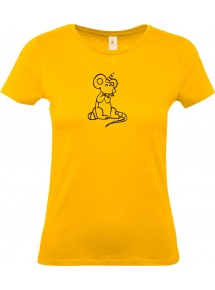 Lady T-Shirt lustige Tiere Einhorn Maus , Einhorn, Maus   gelb, L