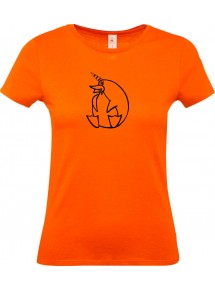 Lady T-Shirt lustige Tiere Einhornpinguin, Einhorn, Pinguin orange, L