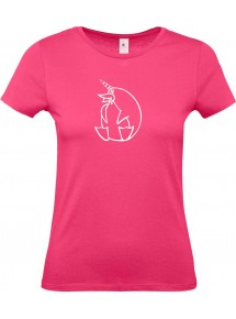 Lady T-Shirt lustige Tiere Einhornpinguin, Einhorn, Pinguin pink, L