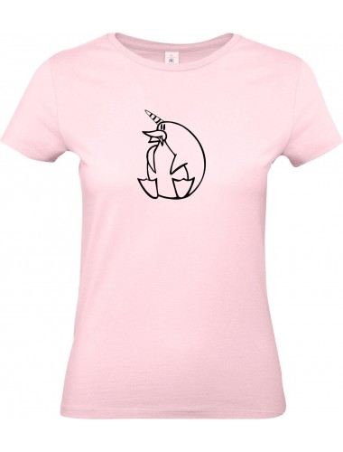 Lady T-Shirt lustige Tiere Einhornpinguin, Einhorn, Pinguin rosa, L