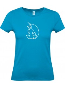 Lady T-Shirt lustige Tiere Einhornpinguin, Einhorn, Pinguin türkis, L