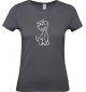 Lady T-Shirt lustige Tiere Einhornhund, Einhorn, Hund, grau, L