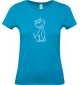 Lady T-Shirt lustige Tiere Einhornhund, Einhorn, Hund, türkis, L