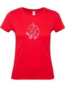 Lady T-Shirt lustige Tiere Einhornelefant, Einhorn, Elefant rot, L