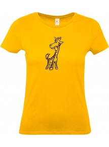 Lady T-Shirt lustige Tiere Einhorngiraffe, Einhorn, Giraffe, gelb, L