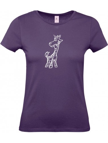 Lady T-Shirt lustige Tiere Einhorngiraffe, Einhorn, Giraffe, lila, L