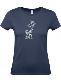 Lady T-Shirt lustige Tiere Einhorngiraffe, Einhorn, Giraffe, navy, L
