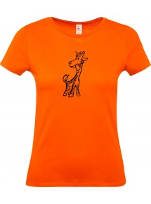Lady T-Shirt lustige Tiere Einhorngiraffe, Einhorn, Giraffe, orange, L