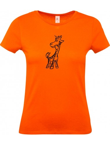 Lady T-Shirt lustige Tiere Einhorngiraffe, Einhorn, Giraffe, orange, L