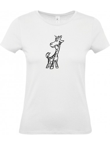 Lady T-Shirt lustige Tiere Einhorngiraffe, Einhorn, Giraffe, weiss, L