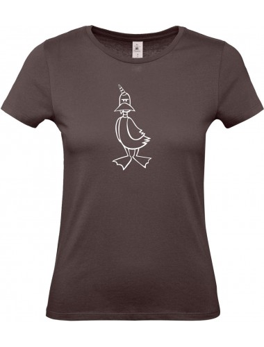 Lady T-Shirt lustige Tiere Einhornente, Einhorn, Ente, braun, L