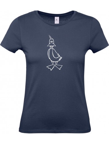 Lady T-Shirt lustige Tiere Einhornente, Einhorn, Ente, navy, L
