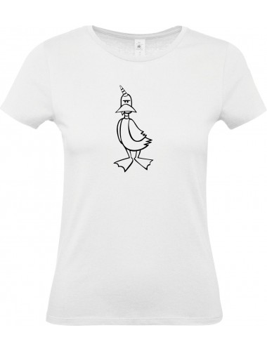 Lady T-Shirt lustige Tiere Einhornente, Einhorn, Ente, weiss, L
