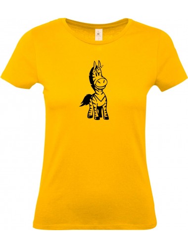 Lady T-Shirt lustige Tiere Einhornzebra, Einhorn, Zebra, gelb, L