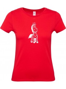 Lady T-Shirt lustige Tiere Einhornzebra, Einhorn, Zebra, rot, L
