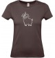 Lady T-Shirt lustige Tiere Einhornschwein, Einhorn, Schwein, Ferkel, braun, L