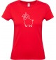 Lady T-Shirt lustige Tiere Einhornschwein, Einhorn, Schwein, Ferkel, rot, L