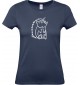 Lady T-Shirt lustige Tiere Einhornigel, Einhorn, Igel, navy, L