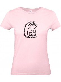 Lady T-Shirt lustige Tiere Einhornigel, Einhorn, Igel, rosa, L