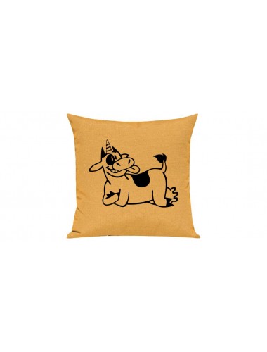 Sofa Kissen lustige Tiere Einhornkuh, Einhorn, Kuh , gelb