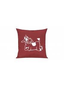 Sofa Kissen lustige Tiere Einhornkuh, Einhorn, Kuh , rot