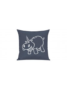 Sofa Kissen lustige Tiere Einhornnilpferd, Einhorn, Nilpferd, blau
