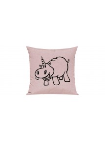 Sofa Kissen lustige Tiere Einhornnilpferd, Einhorn, Nilpferd, rosa